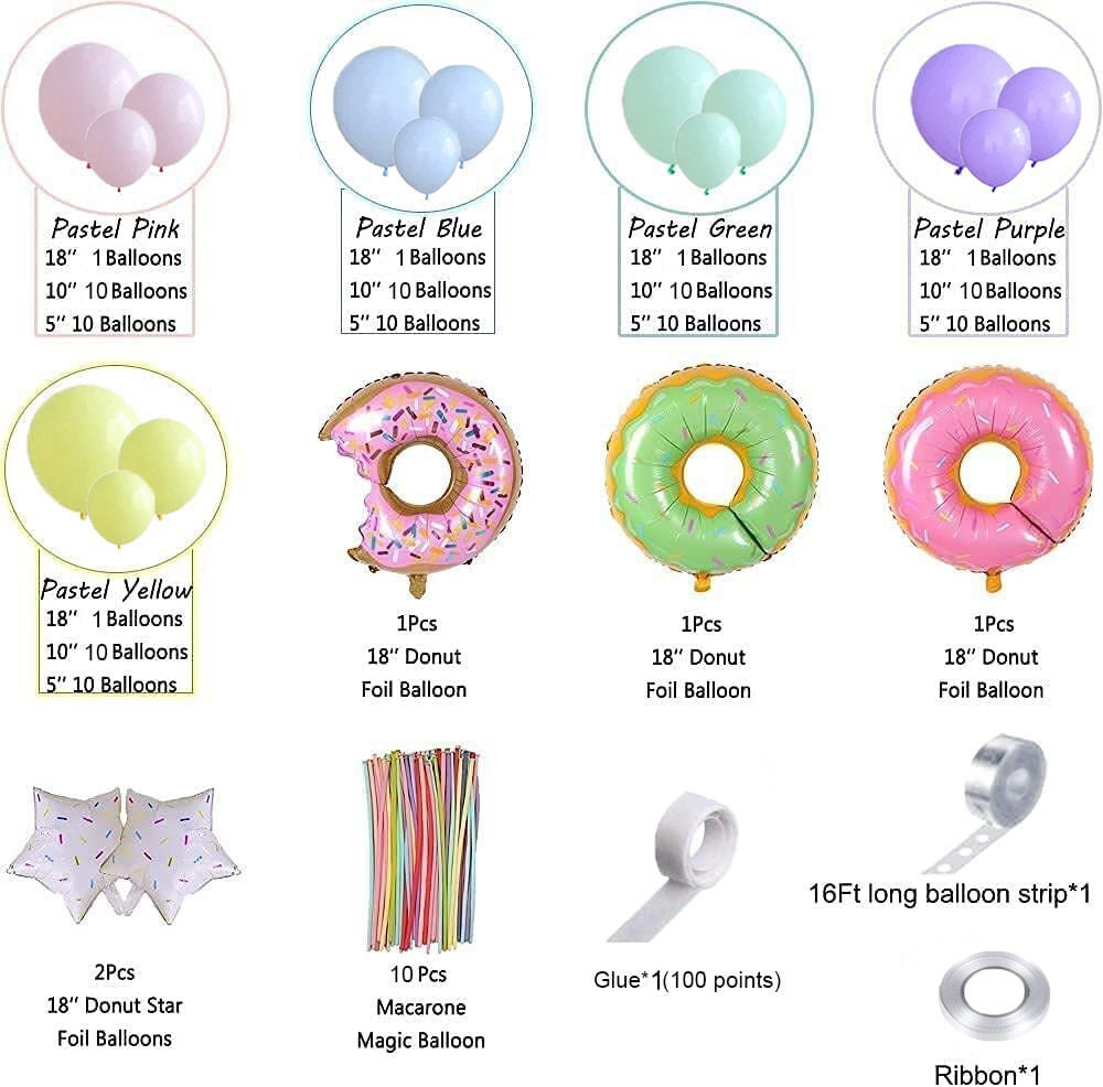 Donut Pastel Garland Arch Balloon Kit by JuliesCreativeWorld
