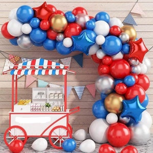 Red White and Blue Balloon Arch Kit with Stars- 80 Pcs