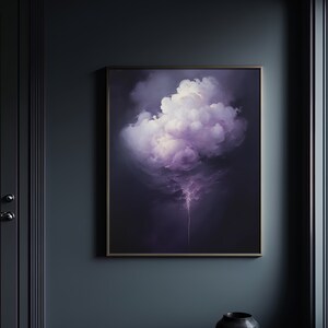Lavendream - giclée art print, dark purple cloud atmospheric acrylic painting, rainy wall art, moody wall decor, night sky home decor, storm