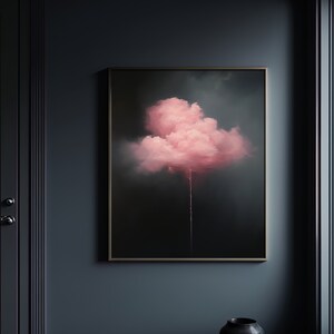 Blushed - giclée art print, pink cloud atmospheric acrylic painting, candy pink wall art, moody wall decor, night sky home decor