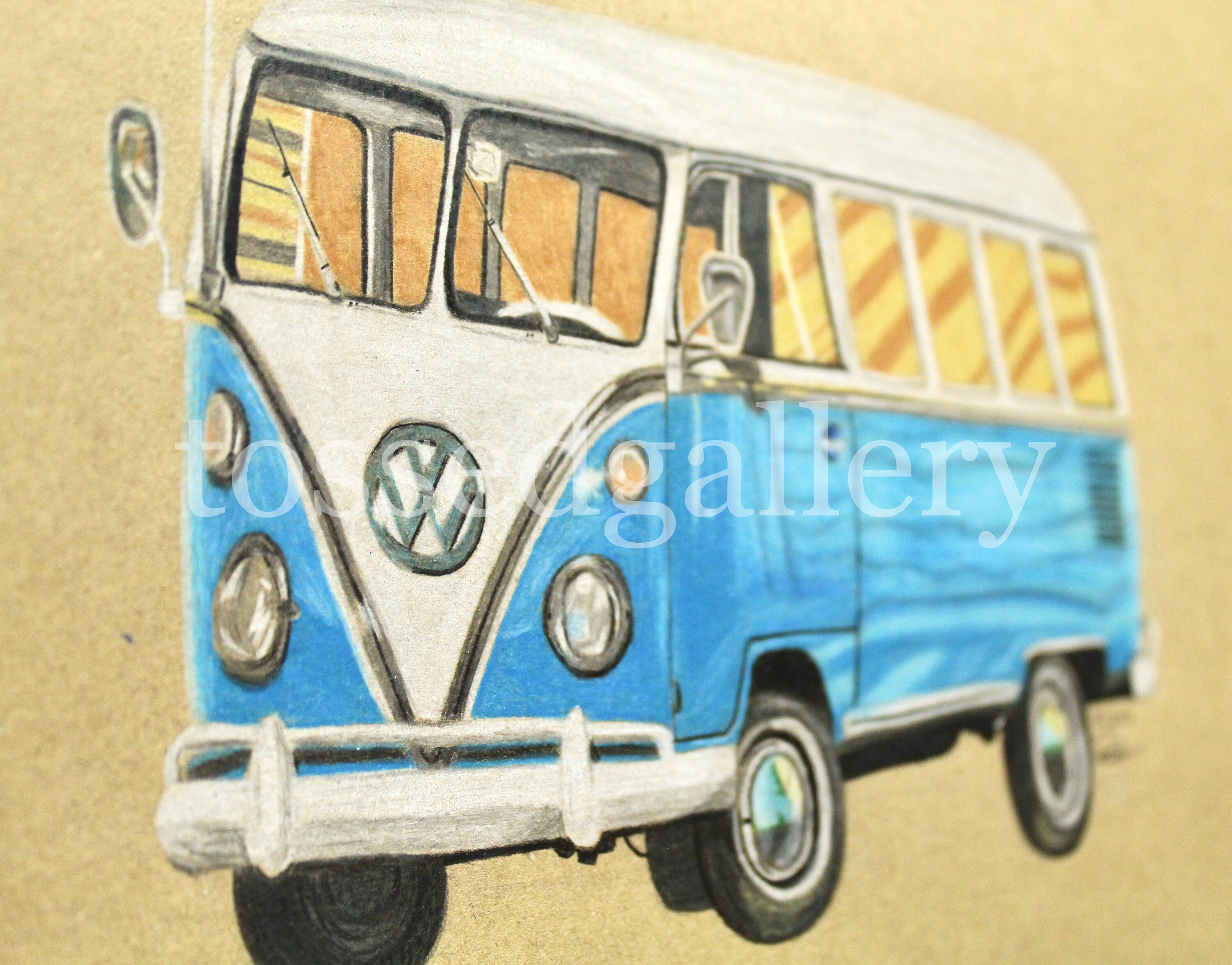 VW Bus Drawing - Etsy