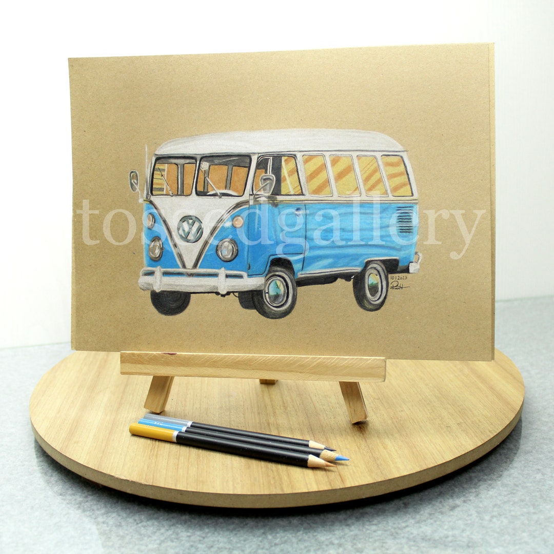VW Bus Drawing - Etsy