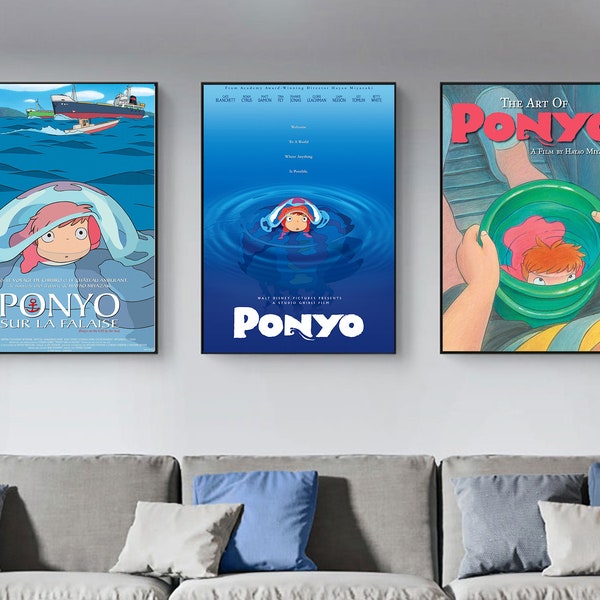 Ponyo on the Cliff by the Sea Movie Poster Series - High Quality Decorative Canvas Prints - Bedroom Living Room Decorative Artwork