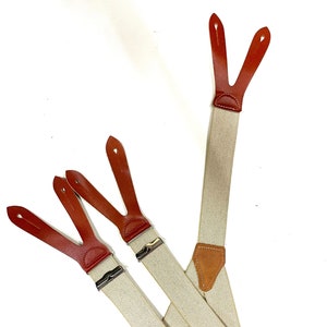 Suspenders 6 buttonholes with genuine cognac leather