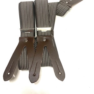 Suspenders 6 buttonholes in brown striped 120 cm