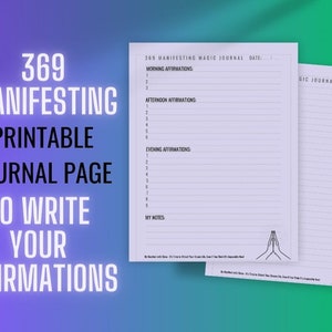 369 Manifestation - Printable Journal Page - Unlock the Power of 369 ...