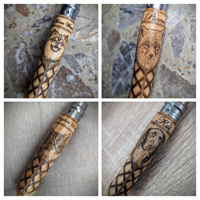 Personalized Pocket Knife, Opinel, Best Camping Cutter, Military Survival Equipment, Pet Laser Engraved Knife, Unique Military Gifts image 4