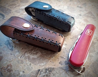 Pocket Knife Sheath, Case, Handmade, Crazy Horse Leather (Only Sheath), Swiss Army Knife or other