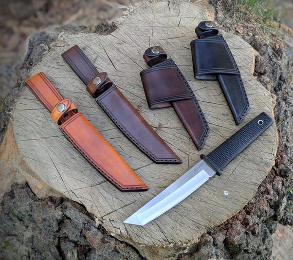 Handmade Leather Sheath for Cold Steel Kobun Knife - Scout or Vertical Carry