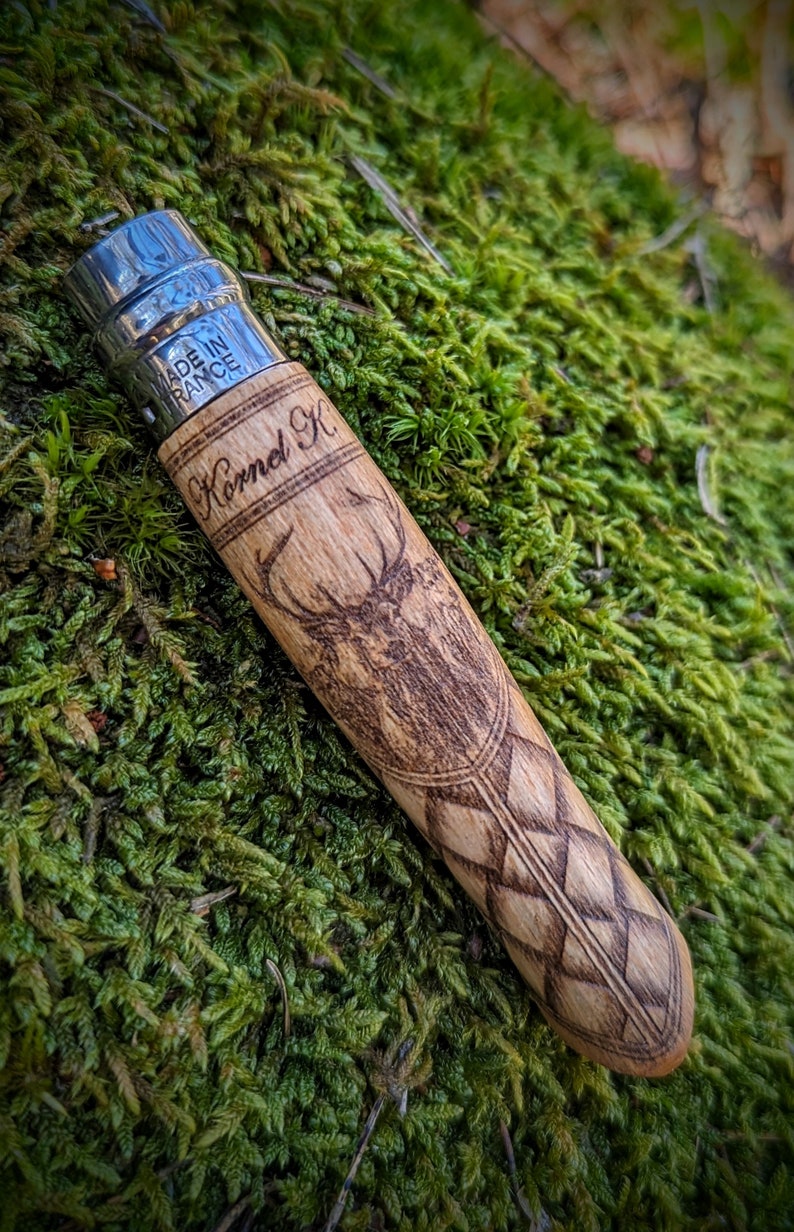 Personalized Pocket Knife, Opinel, Best Camping Cutter, Military Survival Equipment, Pet Laser Engraved Knife, Unique Military Gifts Deer