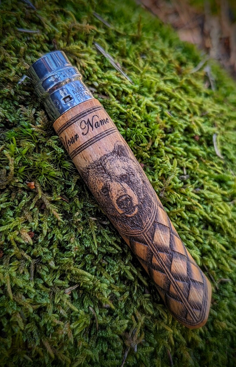 Personalized Pocket Knife, Opinel, Best Camping Cutter, Military Survival Equipment, Pet Laser Engraved Knife, Unique Military Gifts Bear