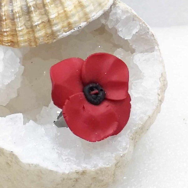 Bague LIKE HAPPY DAY Coquelicot - Rouge  - hypoallergénique-ajustable- neuf