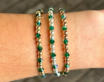 May Birthstone - Smaragd Kristall Stretch Armband