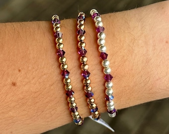 February Birthstone - Amethyst Crystal Stretch Bracelet