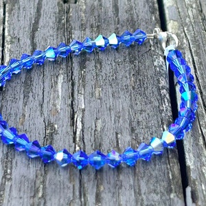 Austrian Crystal Sapphire Aurora Borealis September Birthstone Bracelet