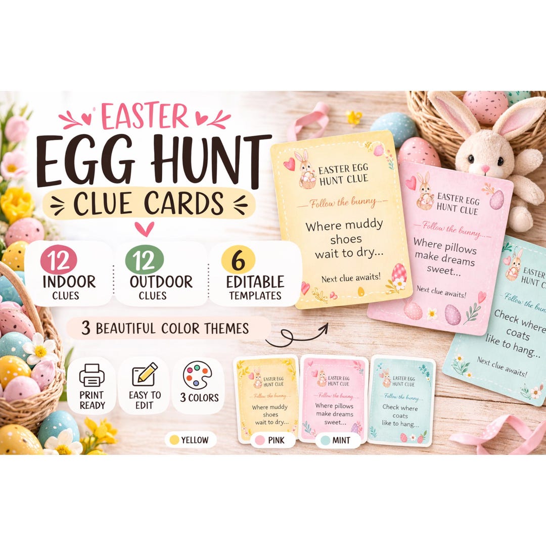 Editable Easter Egg Hunt Clue Cards | Easter Scavenger Hunt Printable ...