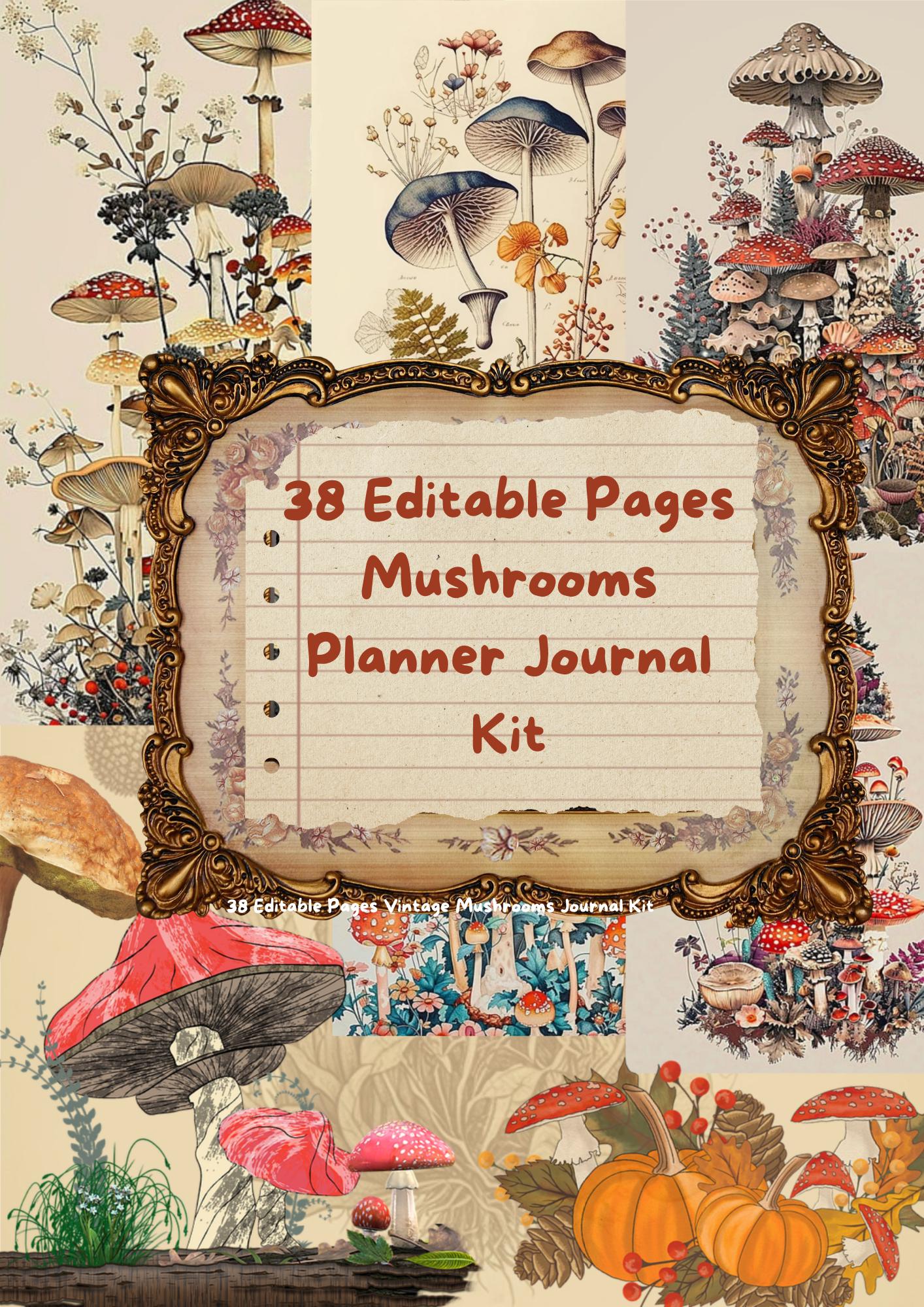 Mushroom Vintage Journal Kit: All-in-one Life Planner (digital Download ...
