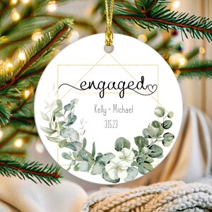 Personalized Engagement Ornament, Custom Engaged Christmas Ornament, Christmas Engaged Ornament 2024,  Wedding Date Ornament,  Engaged Gift