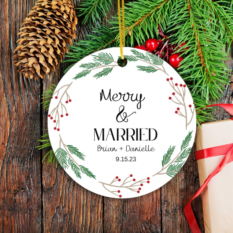 First Christmas Married 2024 Ornament, Merry Married Ornament