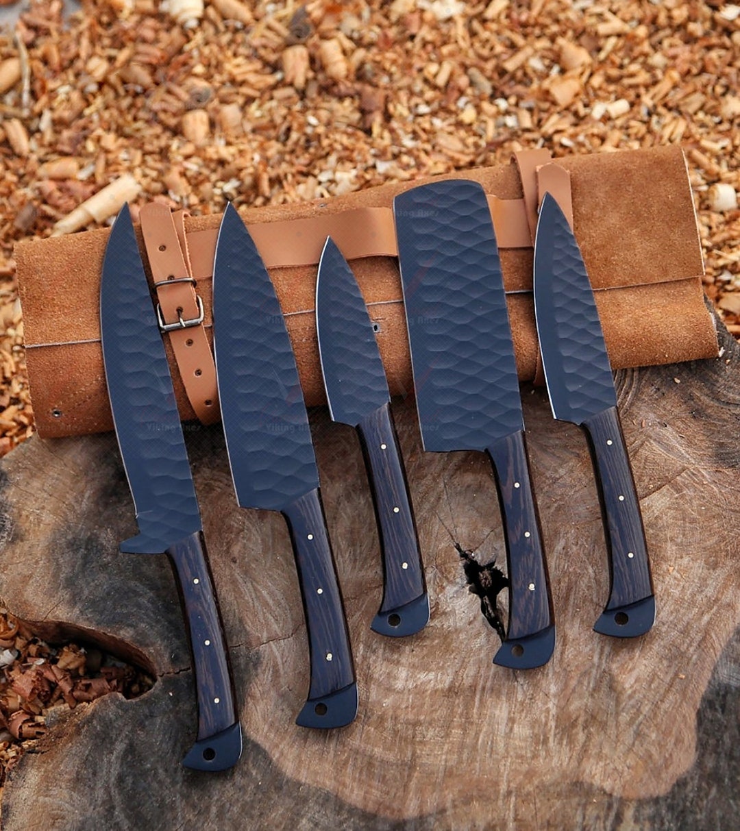 5 Pcs Hand Made Damascus Chef Knife Set Kitchen Knives Gift Etsy