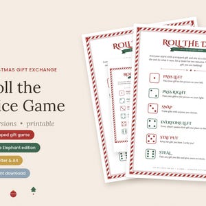 Christmas Dice Game Printable, Gift Exchange, White Elephant Party (Digital Download)