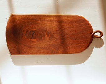 Black Walnut Charcuterie Board, Serving Board, Cheese Board with Carved Hook, 19.5" long