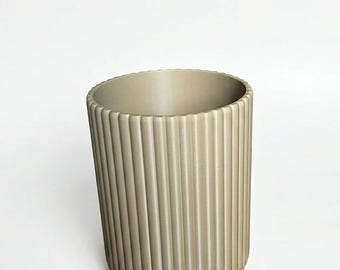 Modern Ribbed Wood Colour Kitchen Utensil Holder
