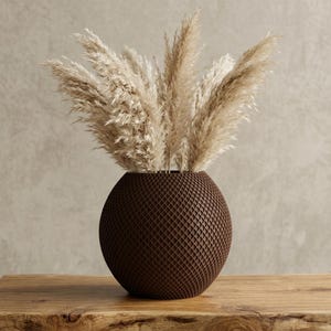 Jarrón con esfera de vértice / Decoración impresa en 3D con celosía geométrica