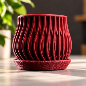Viseu 3D Printed Planter | Lattice Design, Drip Tray (Indoor Decor)