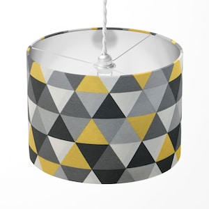 Geometric Lampshade, Grey Lamp Shade, Modern Light Shade, Contemporary Boho Triangle Dark Grey Yellow Table Ceiling Pendant Floor Lampshade