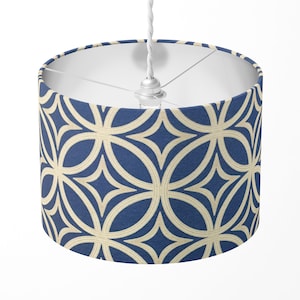 Geometric Lampshade, Navy Blue Lampshade, Modern Light Shade, Art Deco Circle Contemporary Abstract Tile Lampshade for Table Ceiling Pendant