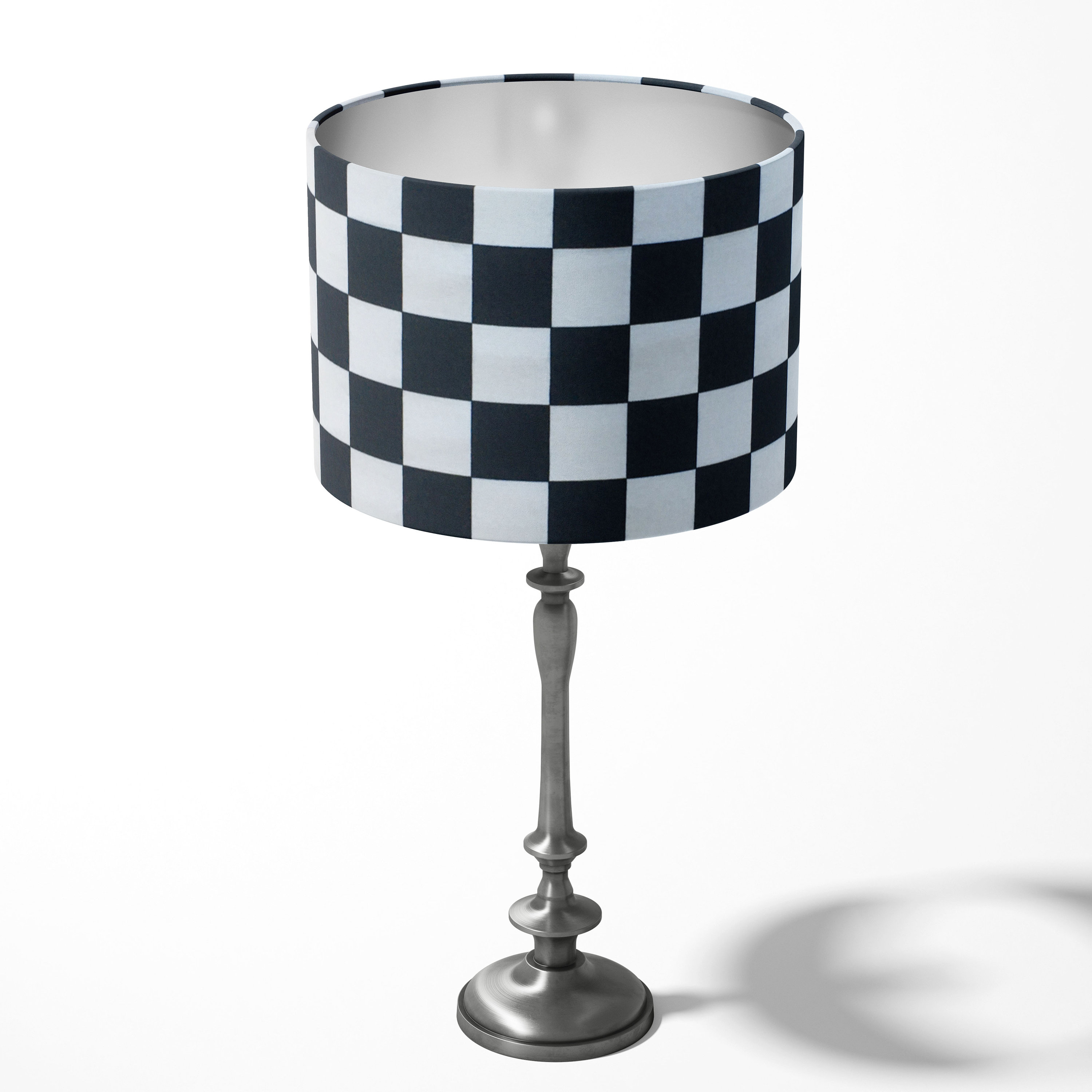 Karierte Lampenschirm, Schwarz-Weiß-Lampenschirm, geometrischer Lampenschirm, Karo-Flag Monochrom-Baumwolllampenschirm für Tisch-Boden-Deckenanhänger