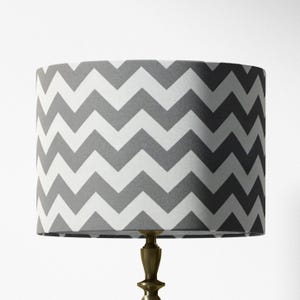 Grey and White Lampshade, Chevron Lampshade, Zig Zag Lamp Shade, Geometric Modern Print Drum Table Ceiling Bedroom Lampshade Home Decor Gift
