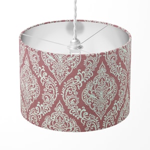 Dusty Pink Lampshade, Damask Lampshade, Pink and White Lampshade, Blush Pink Tapestry Victorian Ethnic Table Ceiling Pendant Drum Lampshade