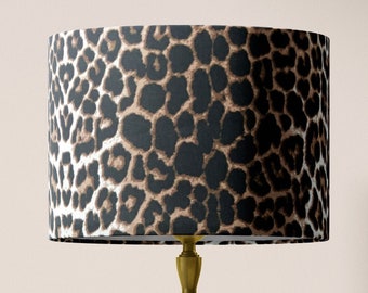 Animal Lampshade, Leopard Print Lamp Shade, Cheetah Light Shade, Brown Safari Wild Life Fabric Drum Lampshade for Ceiling Table Floor Lamp
