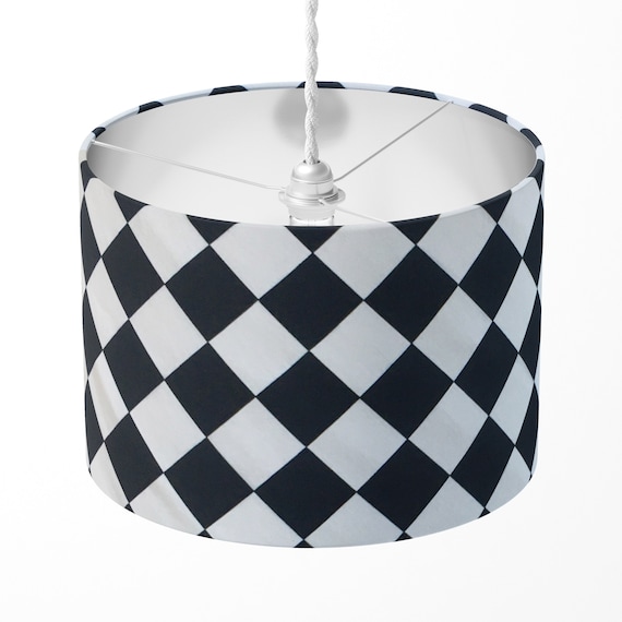 Schwarz Weiß Lampenschirm, Karo Lampenschirm, Diamant Lampenschirm, Monochrom Kariert Geometrische Moderne Boho Lampenschirm Tischlampe Boden Decke