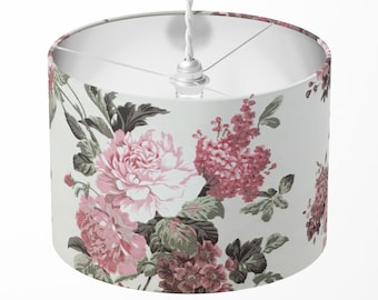 Rose Lampshade, Pink Floral Lampshade, Flower Light Shade, Country Cottage Retro Cream Table Floor Ceiling Pendant Bedroom Drum Lampshade