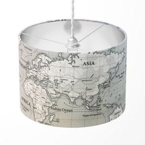 Karte Lampenschirm, Grauen Lampenschirm, Kinder Licht Schatten, Kinder Weltkarte Atlas Reise Drucken Lampenschirm für Schlafzimmer Tisch Stehlampe Decke