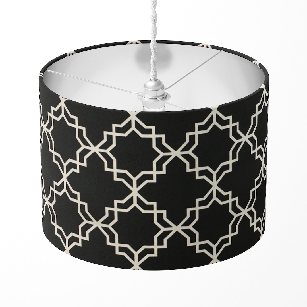 Black White Lampshade Geometric Lamp Shade Boho Light Shade Etsy