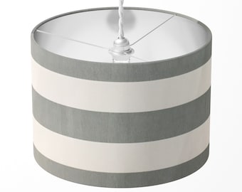 Grey White Lampshade, Stripe Lamp Shade, Contemporary Lampshade, Boho Modern Cotton Fabric Drum Lampshade Table Lamp Floor Ceiling Pendant
