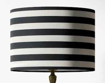 Black White Stripe Lamp Shade, Monochrome Lampshade, Circus Lampshade, Modern Table Ceiling Pendant Floor Bedroom Standard Drum Lampshade
