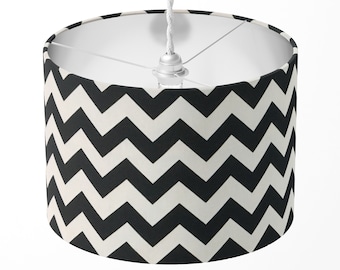 Black and White Lampshade, Zig Zag Pattern Lamp Shade, Chevron Lampshade, Geometric Monochrome Cotton Fabric Drum Decorative Lampshade