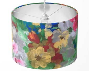 Aquarel lampenkap, bloemen lampenkap, boho lichte kap, veelkleurige bloemenkunst wandtapijten print plafond tafel vloer hanglampenkap