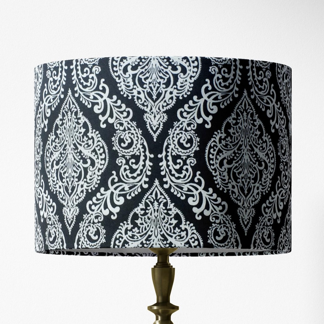 Damask Lamp Shade, Black and White Lampshade, Victorian Lampshade ...