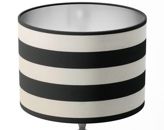 Black and White Light Shade, Stripe Lamp Shade, Modern Lampshade, Horizontal Stripe Table Ceiling Floor Bedroom Decorative Drum Lampshade