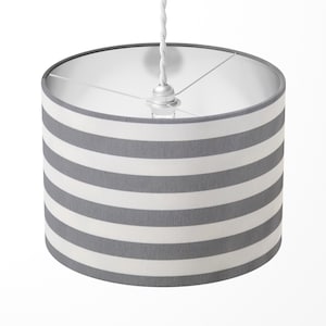 Grey Stripe Lampshade, Country Lampshade, Farmhouse Lampshade, Cottage Custom Fabric Boho Room Decor Bedside Table Lampshade New Home Gift