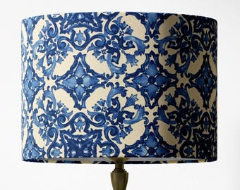 Fliesenlampenschirm, Blau Weiß Lampenschirm, Marokkanischer Lampenschirm, Italienisch Portugisische Majolika Keramik Mosaik Tischdecke Boden Schlafzimmer Lampenschirm