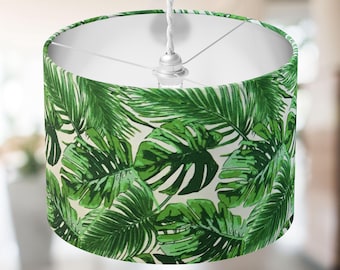 Tropical Leaves Lampshade, Green Botanical Lampshade, Monstera Lampshade, Jungle Palm Leaf Table Floor Ceiling Lampshade Exotic Home Decor