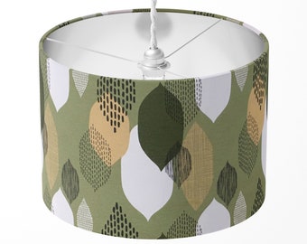 Moderner Lampenschirm, grüner Blatt-Lampenschirm, Boho-Lampenschirm, handgemachter abstrakter zeitgenössischer Lampenschirm, Trommel-Deckentisch-Boden-Lichtschirm
