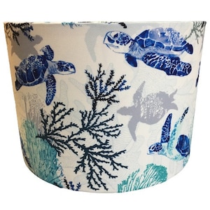 Nautical Lampshade, Sea Turtle Lamp Shade, Ocean Lampshade, Blue Sea Coral Reef Seaside Coastal Underwater Table Floor Ceiling Lampshade image 3